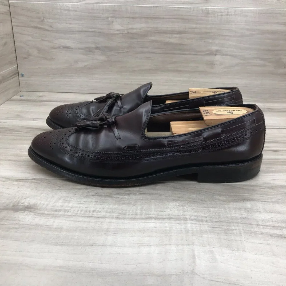 Allen Edmonds Loafers Mens 10D Burgundy Leather Slip On Shoes